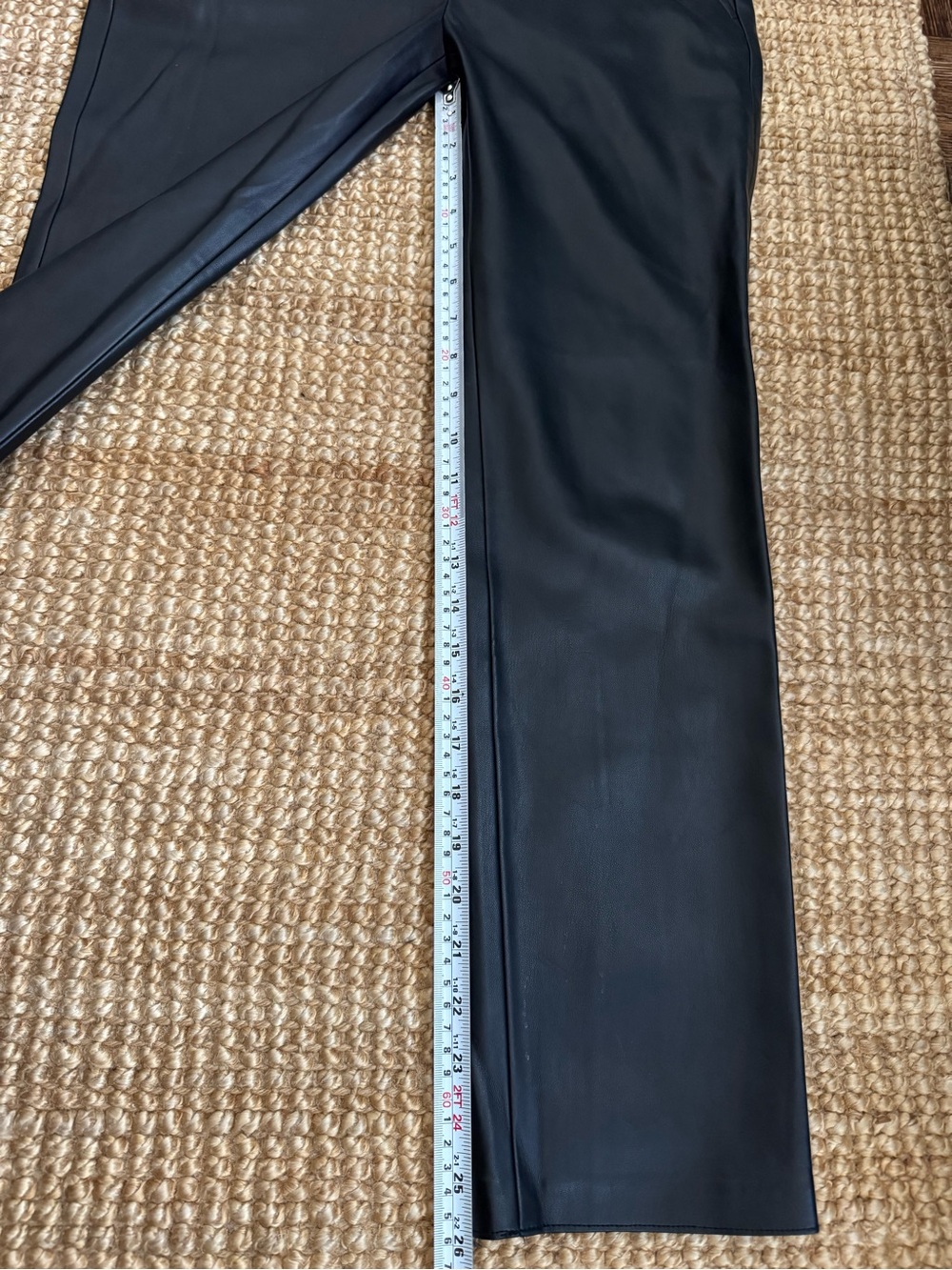 Zara Black Faux Leather Straight Leg Pants - Picture 7 of 8